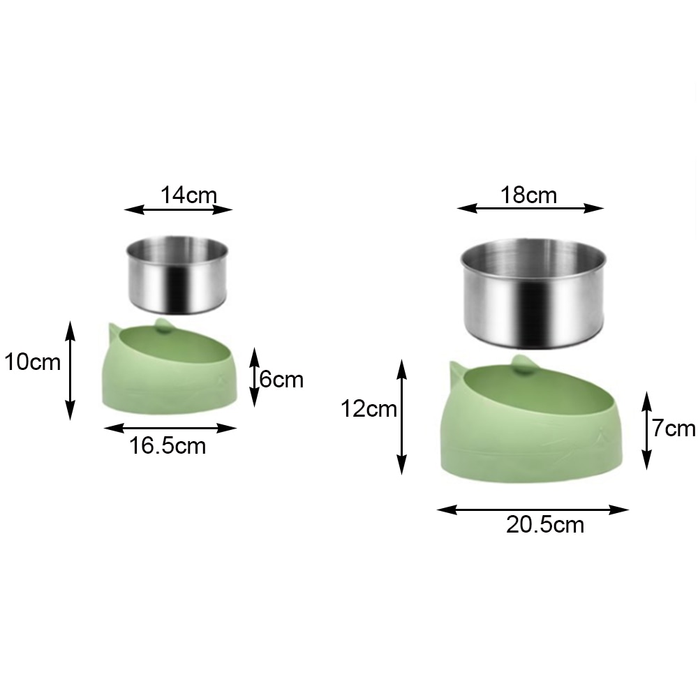 120311000031499-683d07.jpg Tilted Pet Cat Bowl 15 Degree Stainless Steel Puppy Cats Food Drink Water Feeder With Non 4