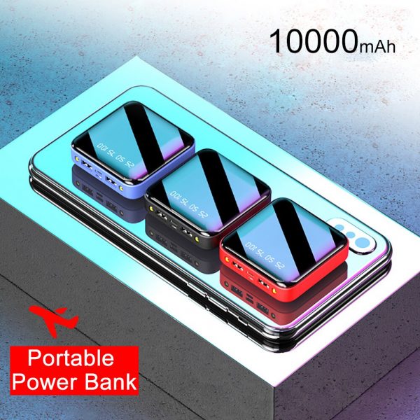 PINZHENG Mini 10000mAh Power Bank For Xiaomi Mi Power Bank Portable Charger External Battery LED Digital 2