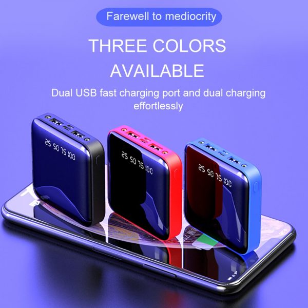 PINZHENG Mini 10000mAh Power Bank For Xiaomi Mi Power Bank Portable Charger External Battery LED Digital